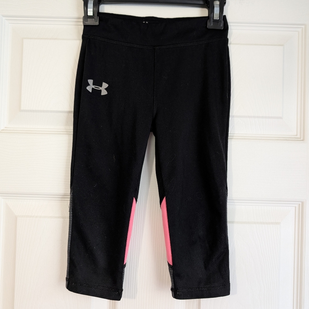 Under Armour Kids Black and Pink Leggings Size 5
